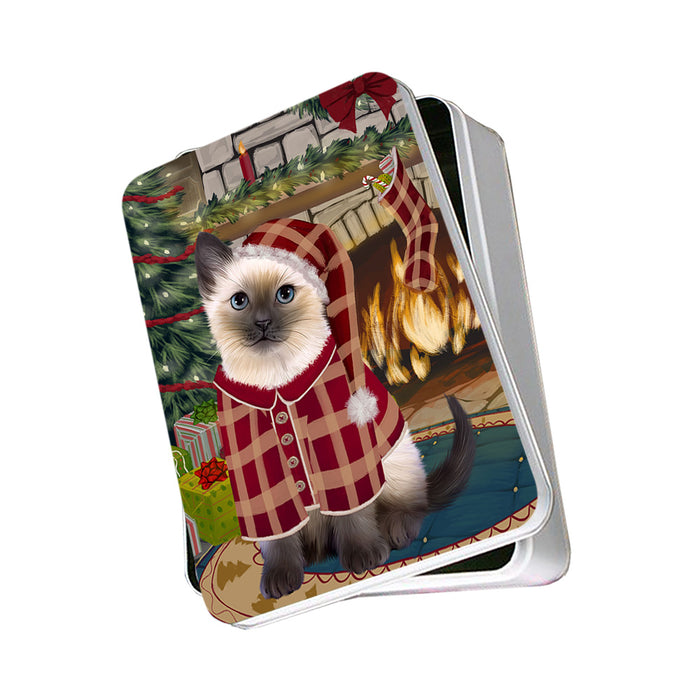 The Stocking was Hung Siamese Cat Photo Storage Tin PITN55566