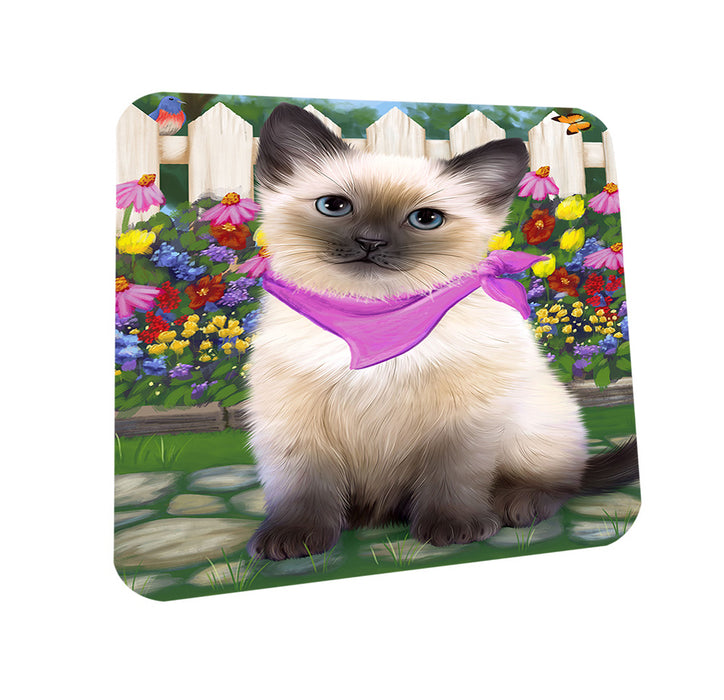 Spring Floral Siamese Cat Coasters Set of 4 CST52233