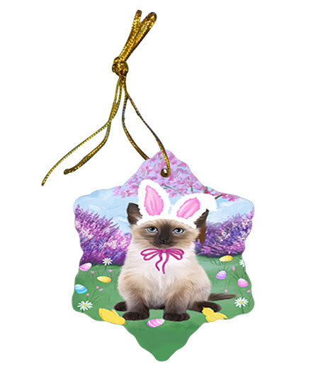 Easter Holiday Siamese Cat Star Porcelain Ornament SPOR57336