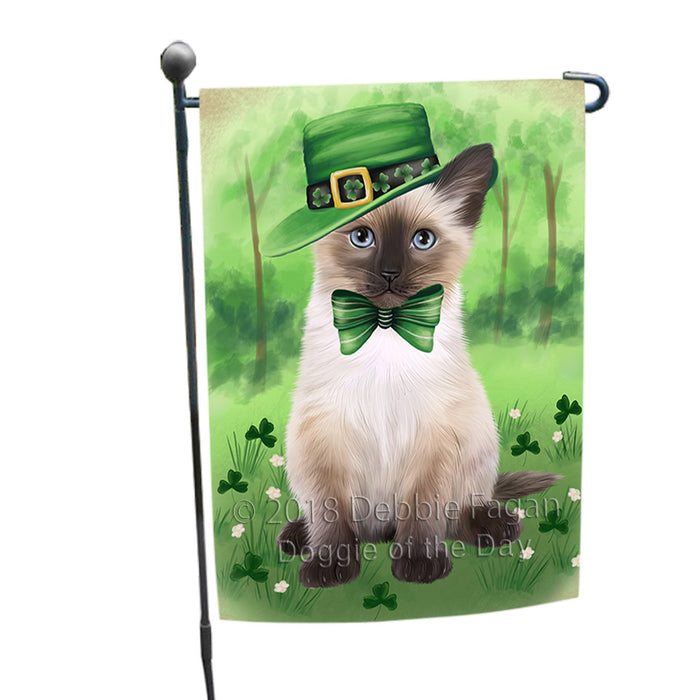 St. Patricks Day Irish Portrait Siamese Cat Garden Flag GFLG65007
