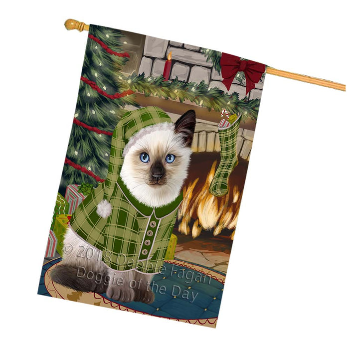 The Stocking was Hung Siamese Cat House Flag FLG56053