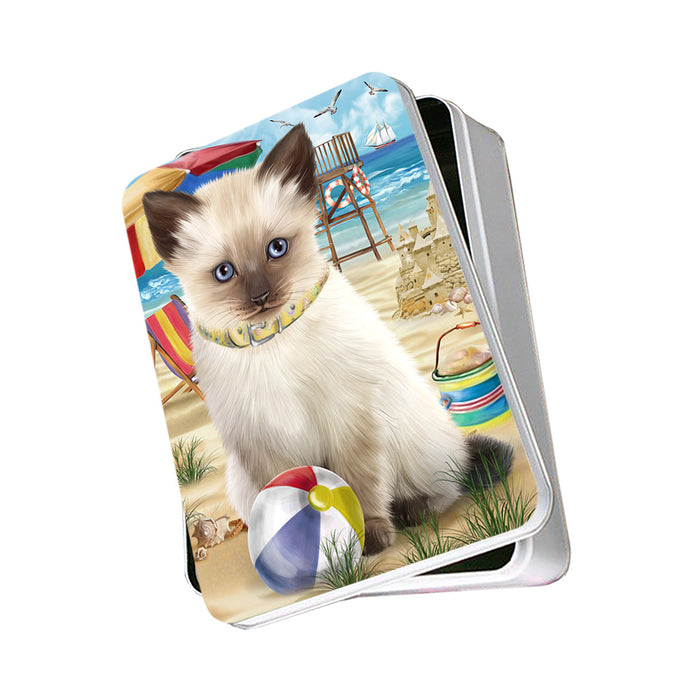 Pet Friendly Beach Siamese Cat Photo Storage Tin PITN51600