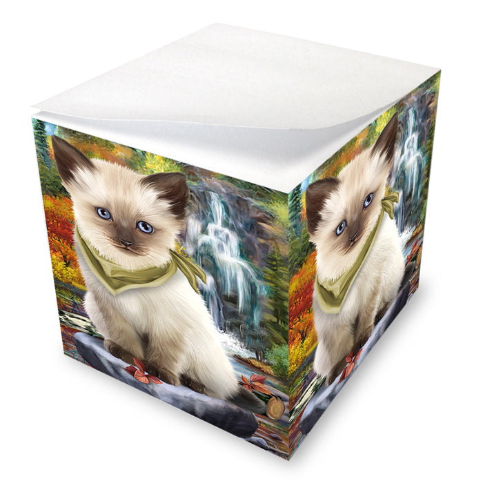 Scenic Waterfall Siamese Cat Note Cube NOC51958