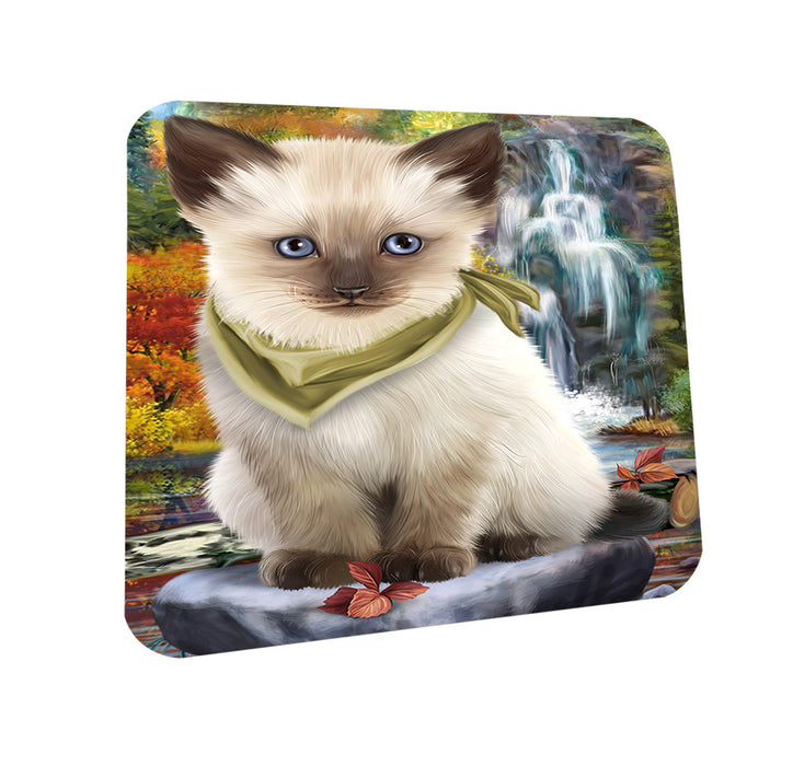 Scenic Waterfall Siamese Cat Coasters Set of 4 CST51917