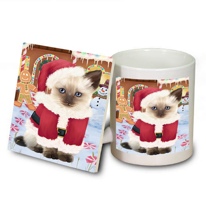 Christmas Gingerbread House Candyfest Siamese Cat Mug and Coaster Set MUC56550