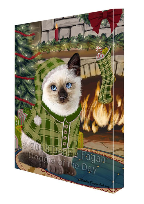The Stocking was Hung Siamese Cat Canvas Print Wall Art Décor CVS120545