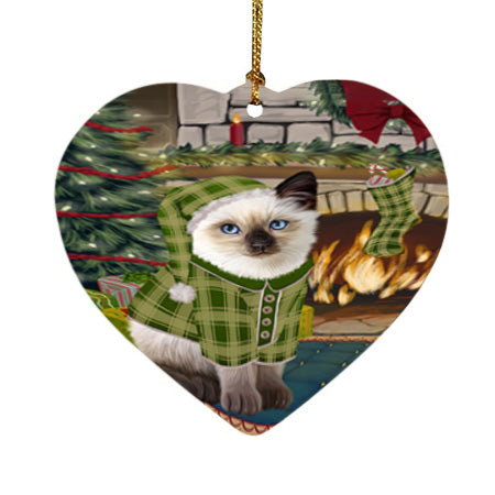 The Stocking was Hung Siamese Cat Heart Christmas Ornament HPOR55980