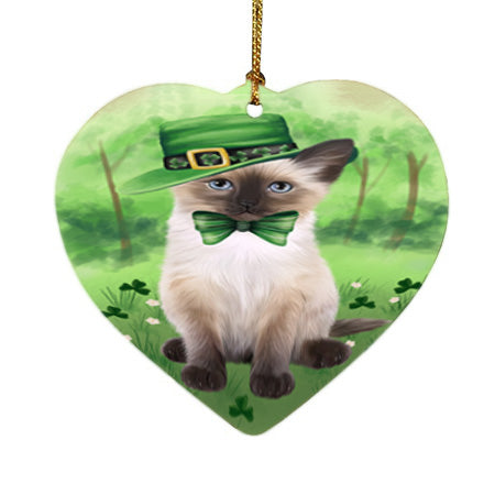 St. Patricks Day Irish Portrait Siamese Cat Heart Christmas Ornament HPOR57979