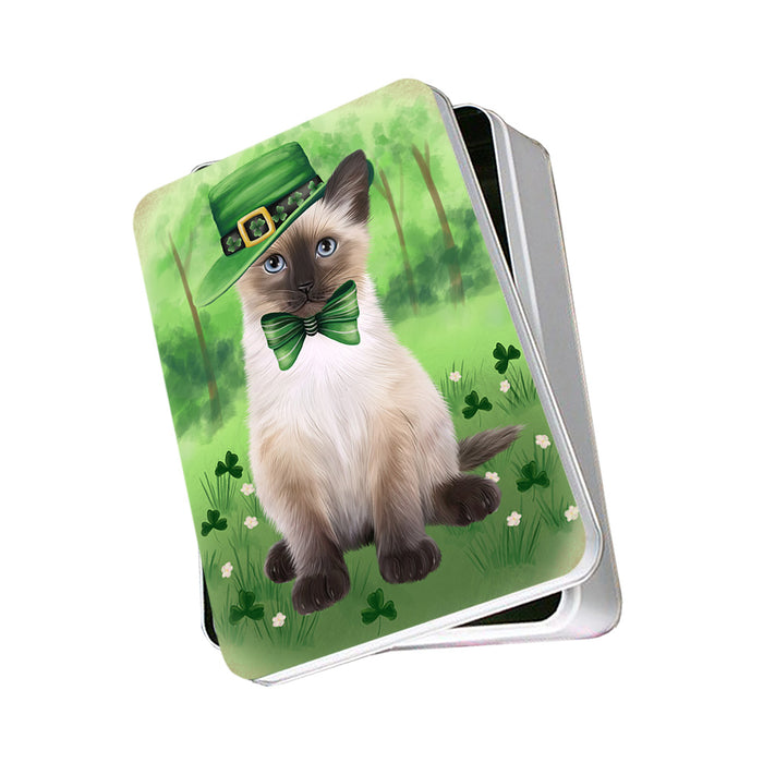 St. Patricks Day Irish Portrait Siamese Cat Photo Storage Tin PITN56982