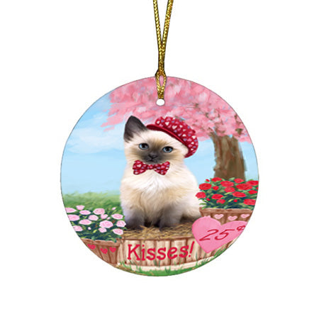 Rosie 25 Cent Kisses Siamese Cat Round Flat Christmas Ornament RFPOR56395