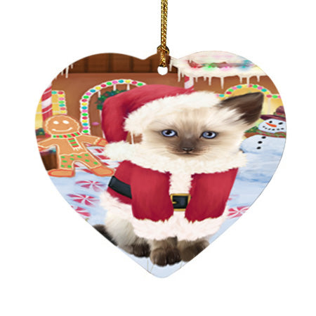 Christmas Gingerbread House Candyfest Siamese Cat Heart Christmas Ornament HPOR56914