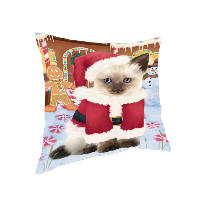 Christmas Gingerbread House Candyfest Siamese Cat Pillow PIL80524