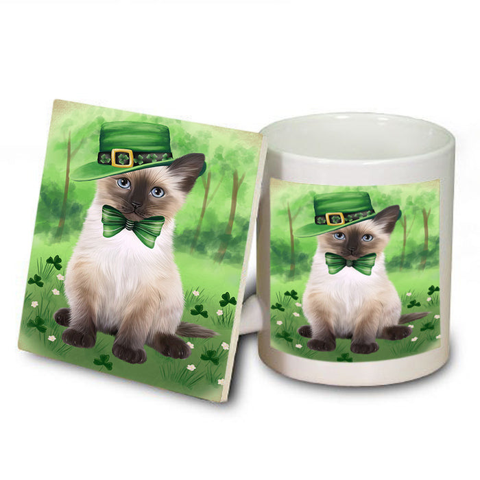 St. Patricks Day Irish Portrait Siamese Cat Mug and Coaster Set MUC57031