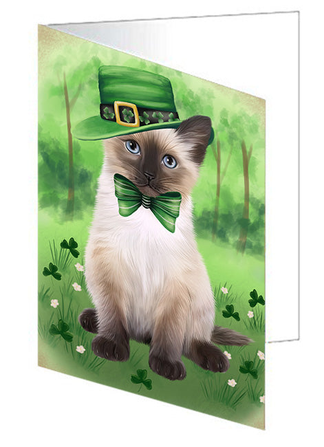 St. Patricks Day Irish Portrait Siamese Cat Handmade Artwork Assorted Pets Greeting Cards and Note Cards with Envelopes for All Occasions and Holiday Seasons GCD76631
