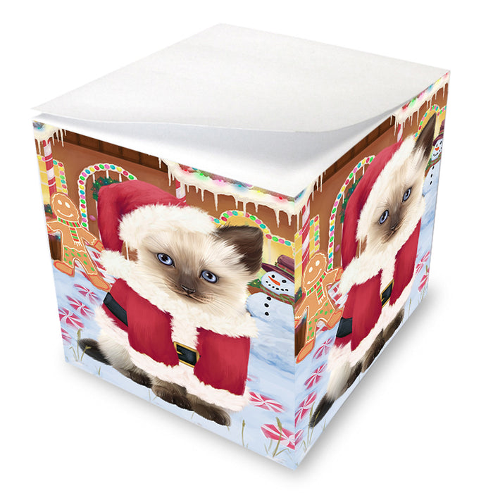 Christmas Gingerbread House Candyfest Siamese Cat Note Cube NOC54630