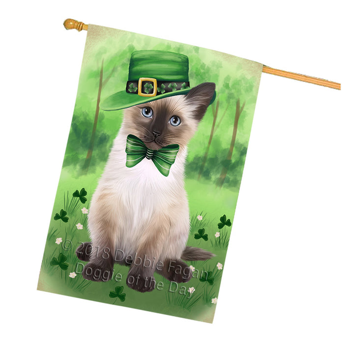 St. Patricks Day Irish Portrait Siamese Cat House Flag FLG65063