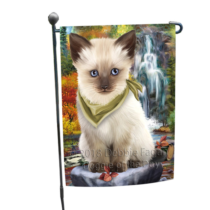 Scenic Waterfall Siamese Cat Garden Flag GFLG51955
