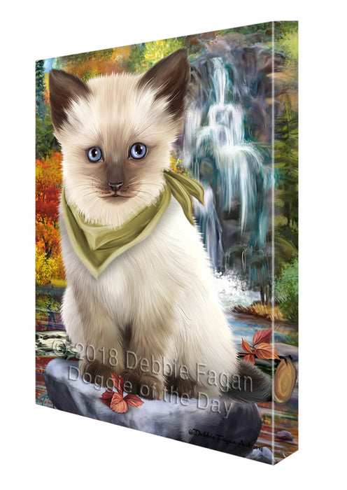 Scenic Waterfall Siamese Cat Canvas Print Wall Art Décor CVS84887