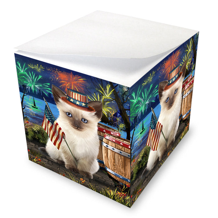 4th of July Independence Day Firework Siamese Cat Note Cube NOC55720