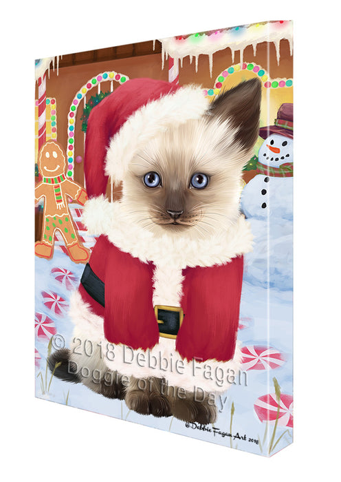 Christmas Gingerbread House Candyfest Siamese Cat Canvas Print Wall Art Décor CVS131246