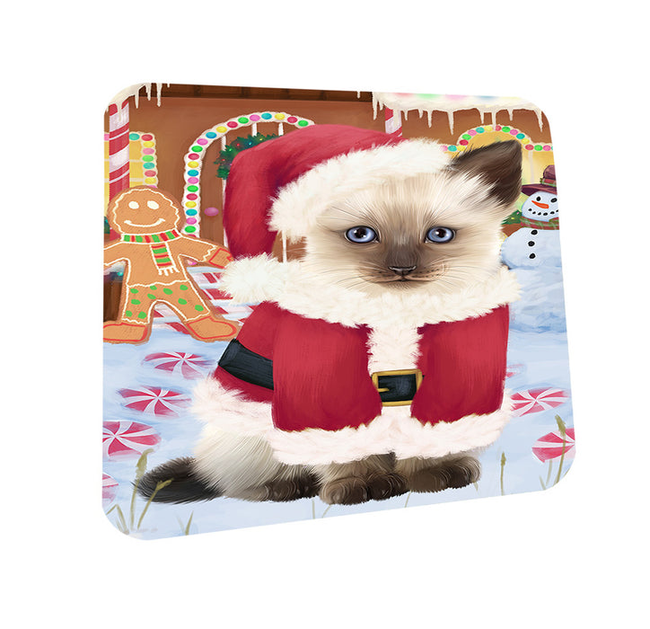 Christmas Gingerbread House Candyfest Siamese Cat Coasters Set of 4 CST56516