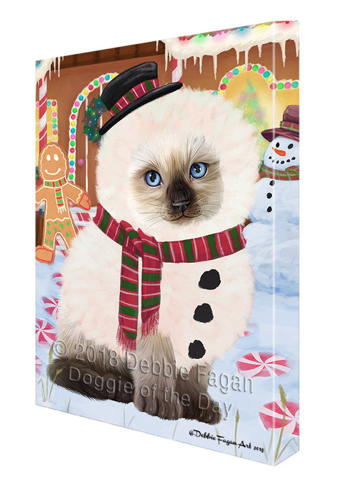 Christmas Gingerbread House Candyfest Siamese Cat Canvas Print Wall Art Décor CVS131255