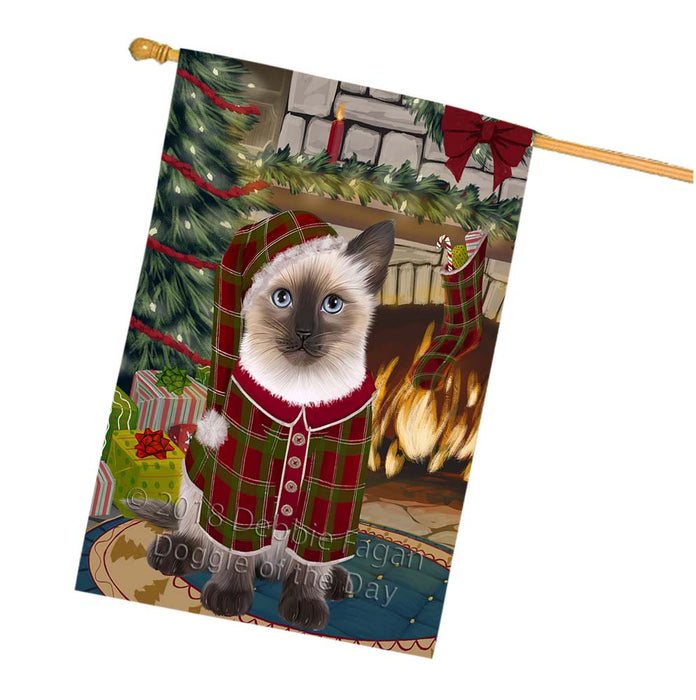 The Stocking was Hung Siamese Cat House Flag FLG56054