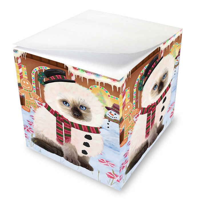 Christmas Gingerbread House Candyfest Siamese Cat Note Cube NOC54631