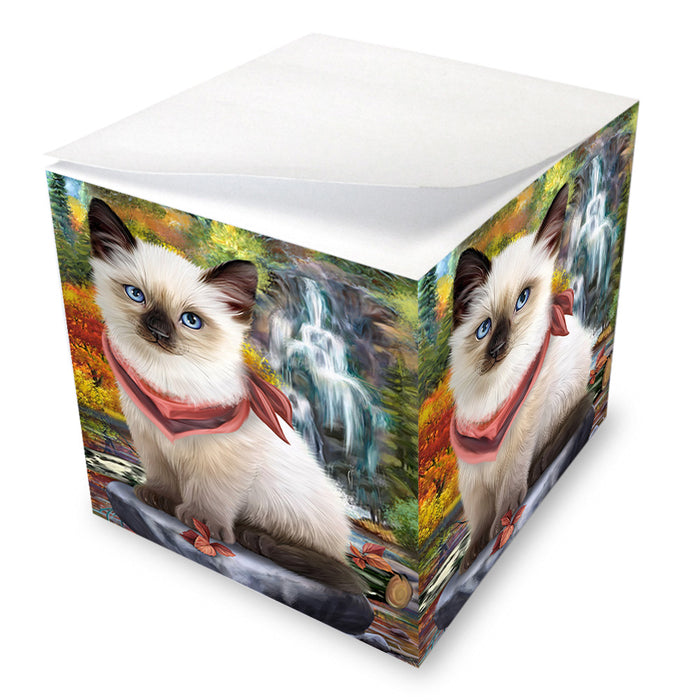 Scenic Waterfall Siamese Cat Note Cube NOC51959