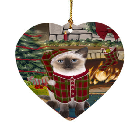 The Stocking was Hung Siamese Cat Heart Christmas Ornament HPOR55981