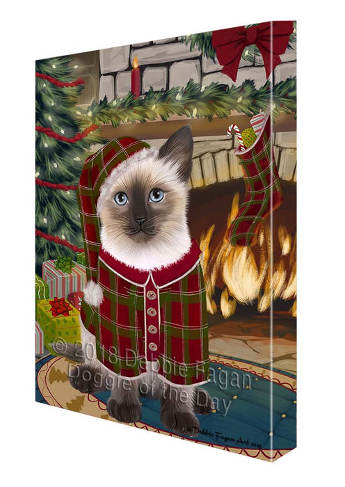 The Stocking was Hung Siamese Cat Canvas Print Wall Art Décor CVS120554