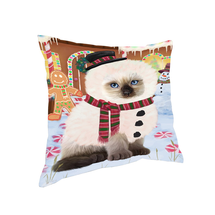 Christmas Gingerbread House Candyfest Siamese Cat Pillow PIL80528