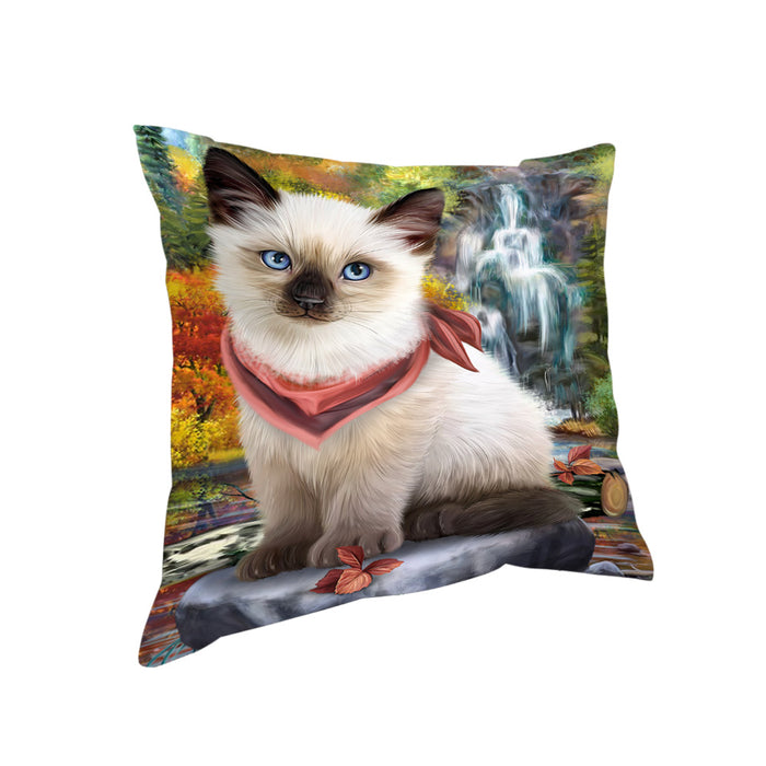 Scenic Waterfall Siamese Cat Pillow PIL64200