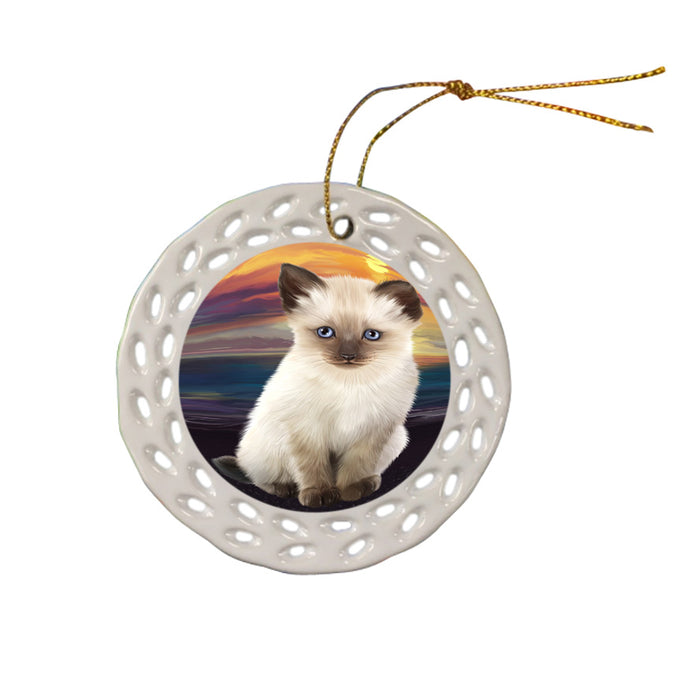 Siamese Cat Ceramic Doily Ornament DPOR51775