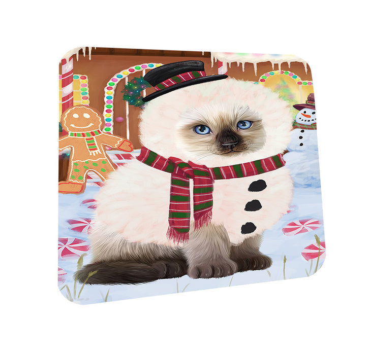 Christmas Gingerbread House Candyfest Siamese Cat Coasters Set of 4 CST56517