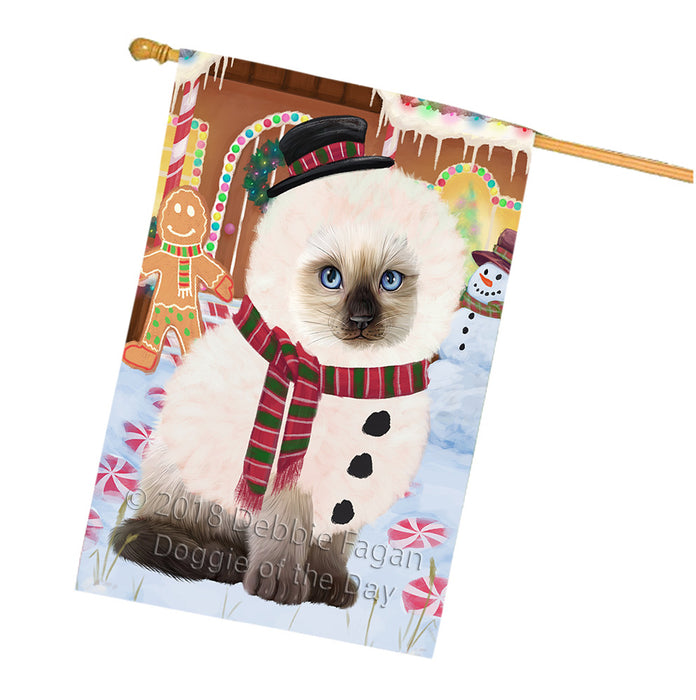 Christmas Gingerbread House Candyfest Siamese Cat House Flag FLG57243