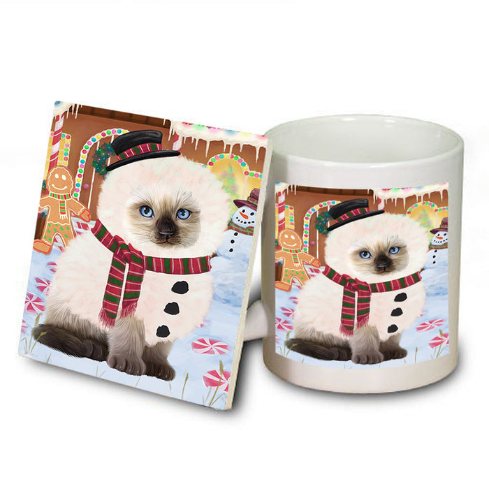 Christmas Gingerbread House Candyfest Siamese Cat Mug and Coaster Set MUC56551