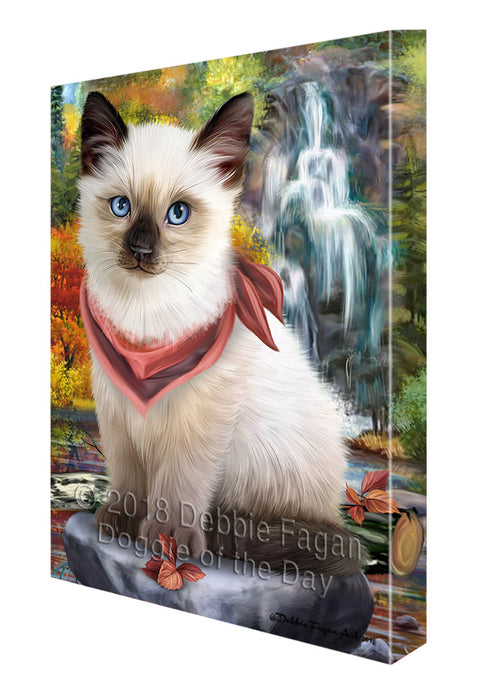 Scenic Waterfall Siamese Cat Canvas Print Wall Art Décor CVS84896
