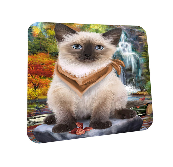 Scenic Waterfall Siamese Cat Coasters Set of 4 CST51919
