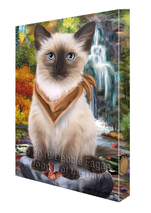 Scenic Waterfall Siamese Cat Canvas Print Wall Art Décor CVS84905
