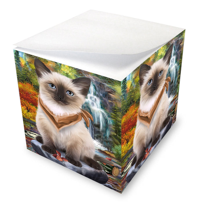 Scenic Waterfall Siamese Cat Note Cube NOC51960
