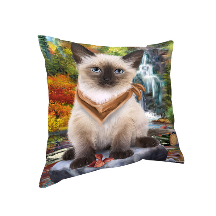 Scenic Waterfall Siamese Cat Pillow PIL64204