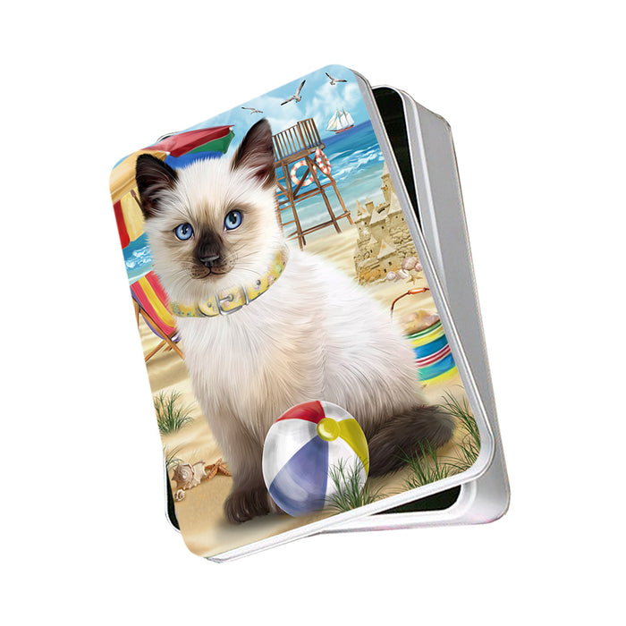 Pet Friendly Beach Siamese Cat Photo Storage Tin PITN51602