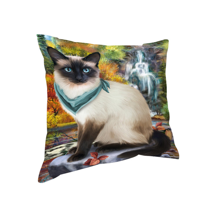 Scenic Waterfall Siamese Cat Pillow PIL64208