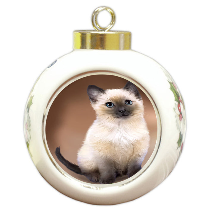 Siamese Cat Round Ball Christmas Ornament RBPOR51777