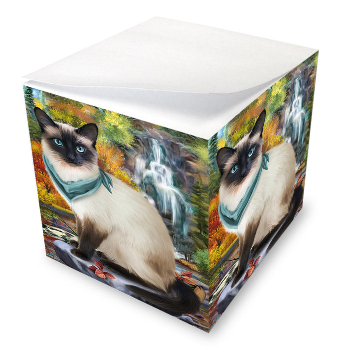 Scenic Waterfall Siamese Cat Note Cube NOC51961