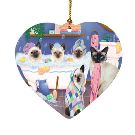 Rub A Dub Dogs In A Tub Siamese Cats Heart Christmas Ornament HPOR57181