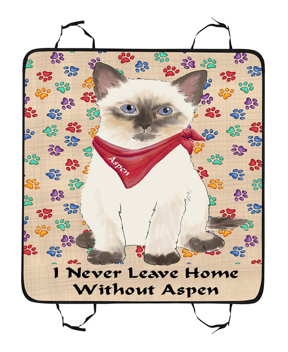 Personalized I Never Leave Home Paw Print Siamese Cats Pet Back Car Seat Cover