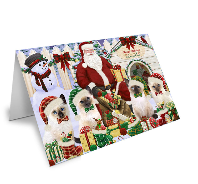 Christmas Dog House Siamese Cats Handmade Artwork Assorted Pets Greeting Cards and Note Cards with Envelopes for All Occasions and Holiday Seasons GCD61856