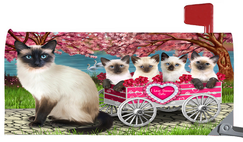 I Love Siamese Cats in a Cart Magnetic Mailbox Cover MBC48587
